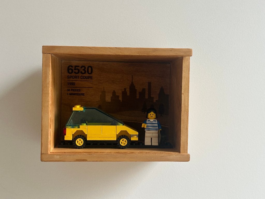 Vintage LEGO 6530 Sport Coupé (1990) in houten display, Inclusief instructies, Gebruikt, Lego, Ophalen of Verzenden
