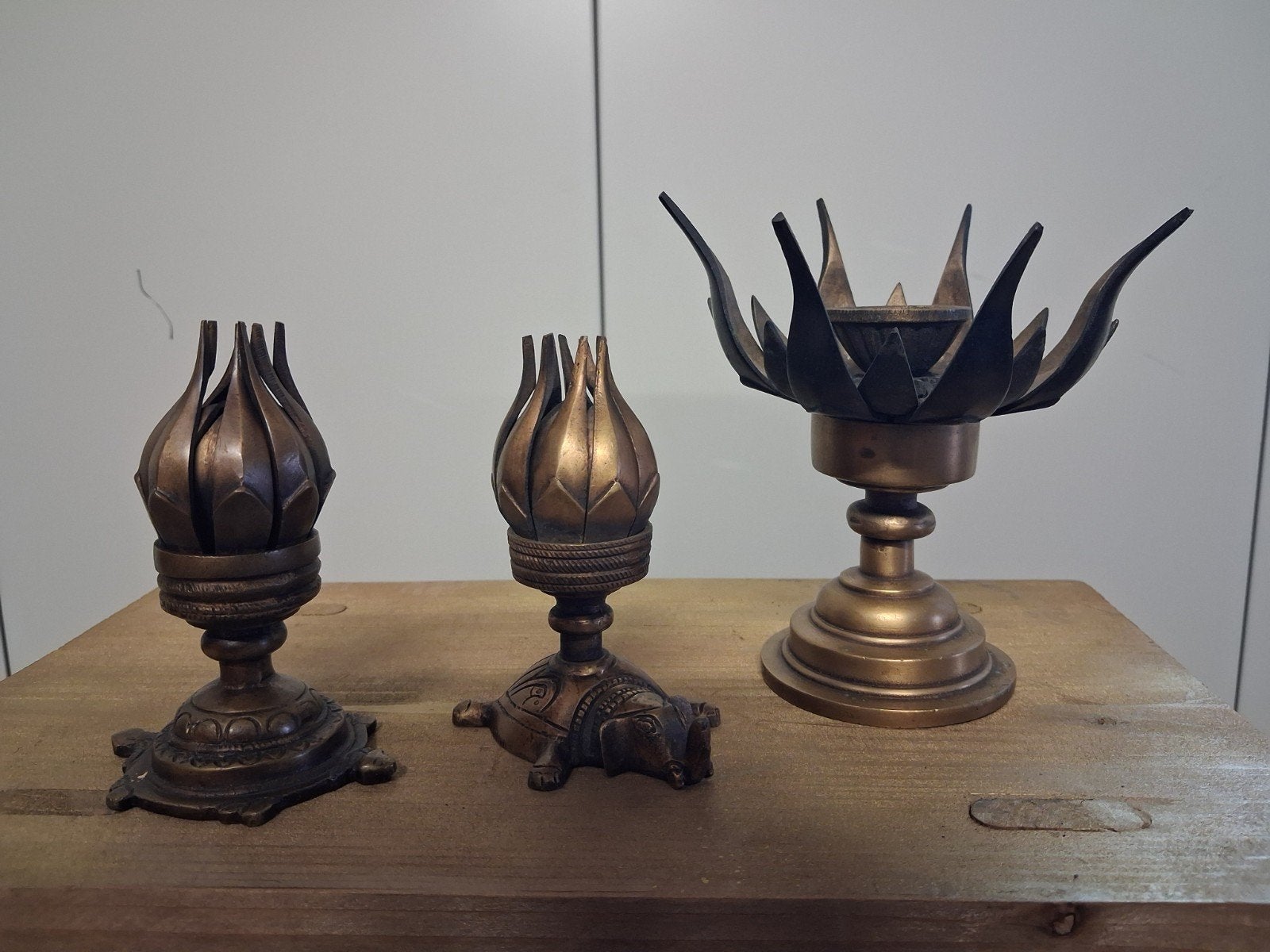 Bronzen lotus kandelaars, Antiek en Kunst, Ophalen