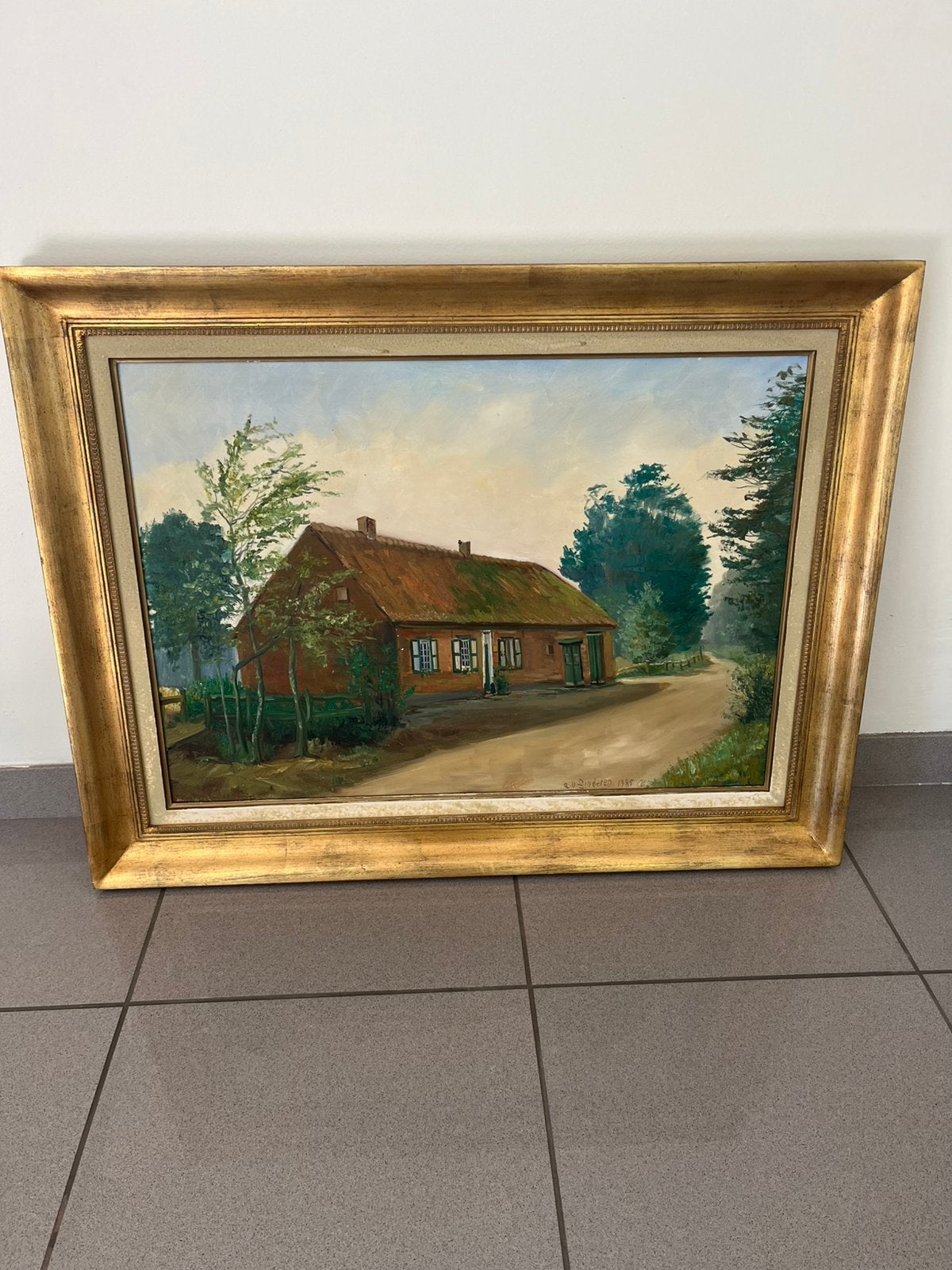 Schilderij boshuisje Zoersel, Ophalen, Realistisch, Landschap, Olieverf