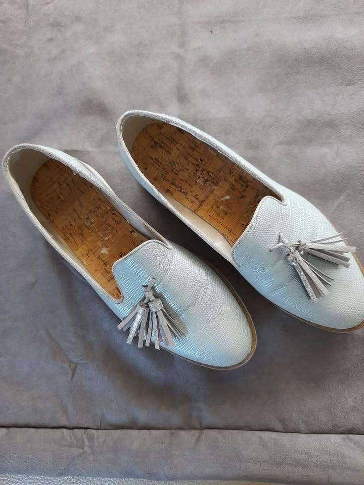 Bleekblauwe,platte schoenen,slangenprint,dikke zool,maat:40, Kleding | Dames, Schoenen, Blauw, Instappers, Ophalen of Verzenden