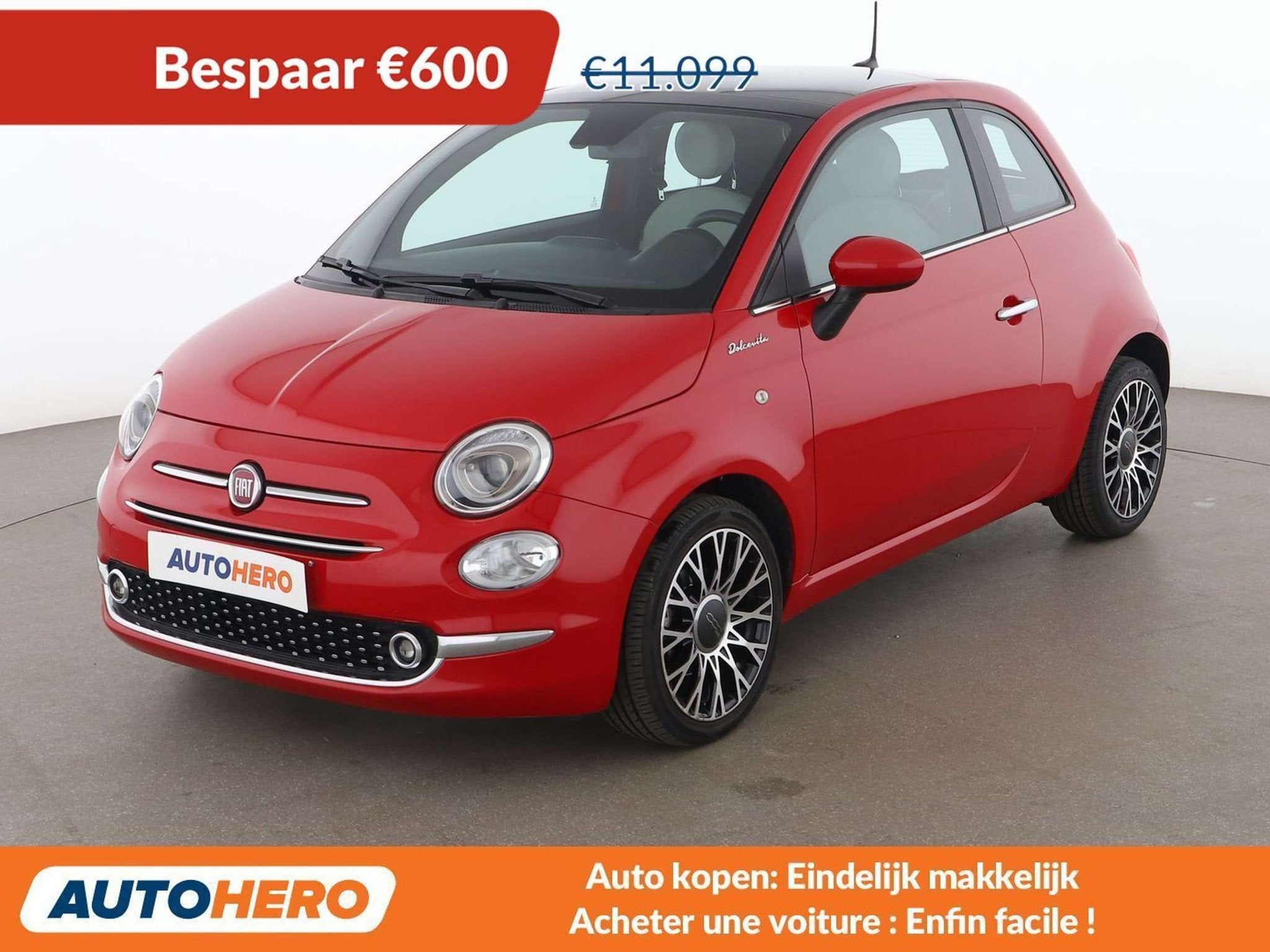 Fiat 500 1.0 Mild-Hybrid Dolcevita, Rouge, Achat, Euro 6, 69 ch