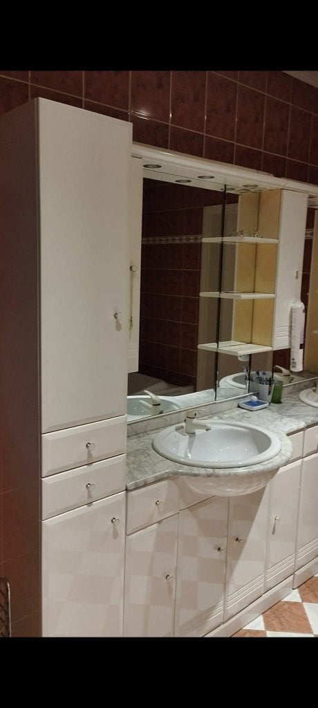 Badkamermeubel dubbel wit, 25 à 50 cm, Meuble lavabo, 150 à 200 cm, Utilisé