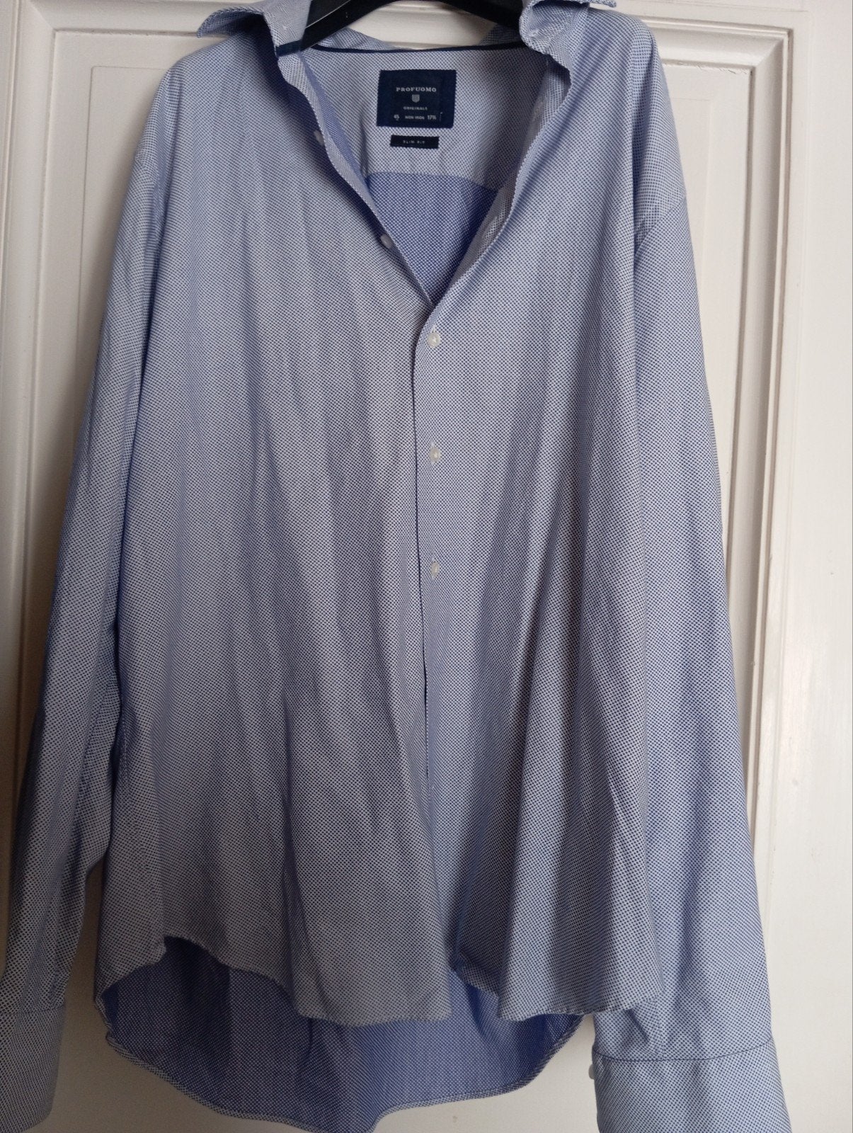 PROFUOMO original : blauwwit hemd, maat 45 non iron 17¾, Kleding | Heren, Overhemden, Ophalen of Verzenden