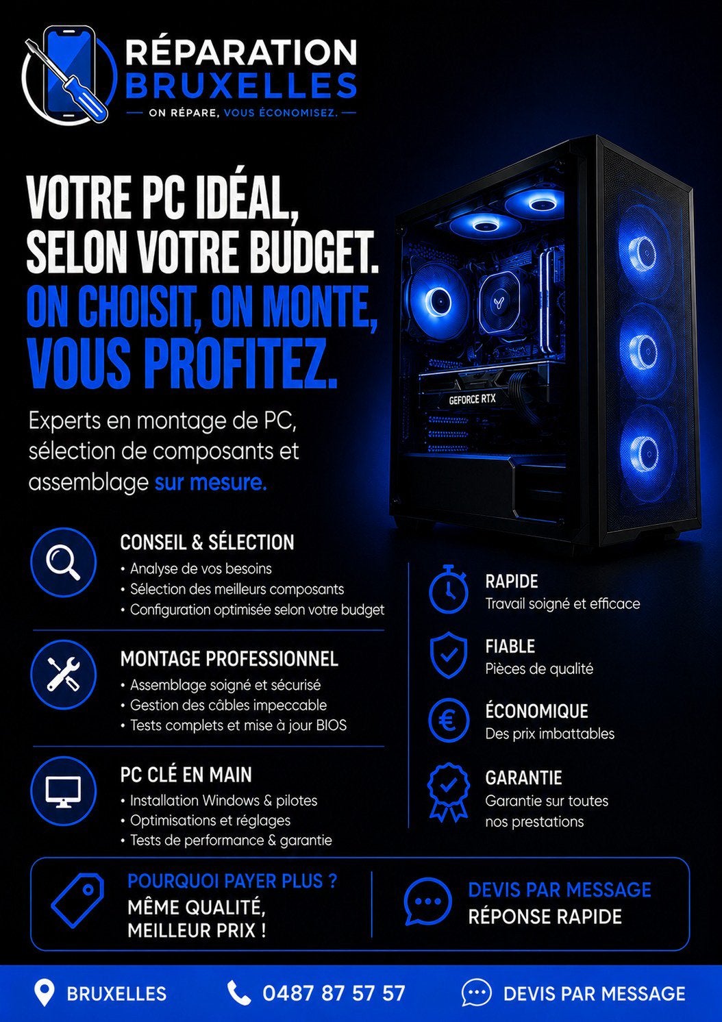 ️ Montage PC Sur Mesure à Bruxelles ️, Informatique & Logiciels, Enlèvement, Neuf, Gaming