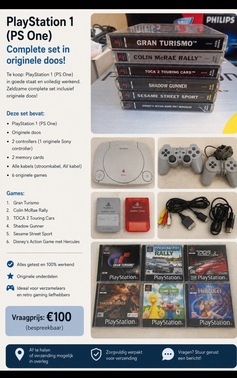 Playstation 1 met spelletjes en toebehoren, Games en Spelcomputers, Spelcomputers | Sony PlayStation 2, Ophalen