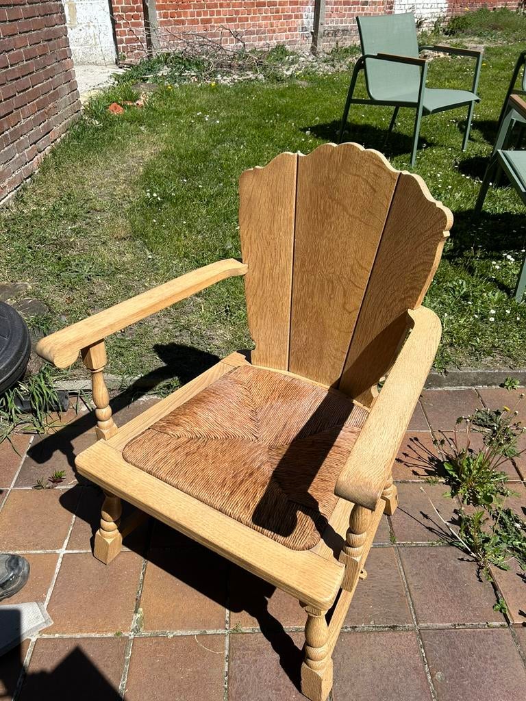 Fauteuil en bois avec coussin, Maison & Meubles, Fauteuils, Utilisé, Bois, Osier ou Rotin, Enlèvement