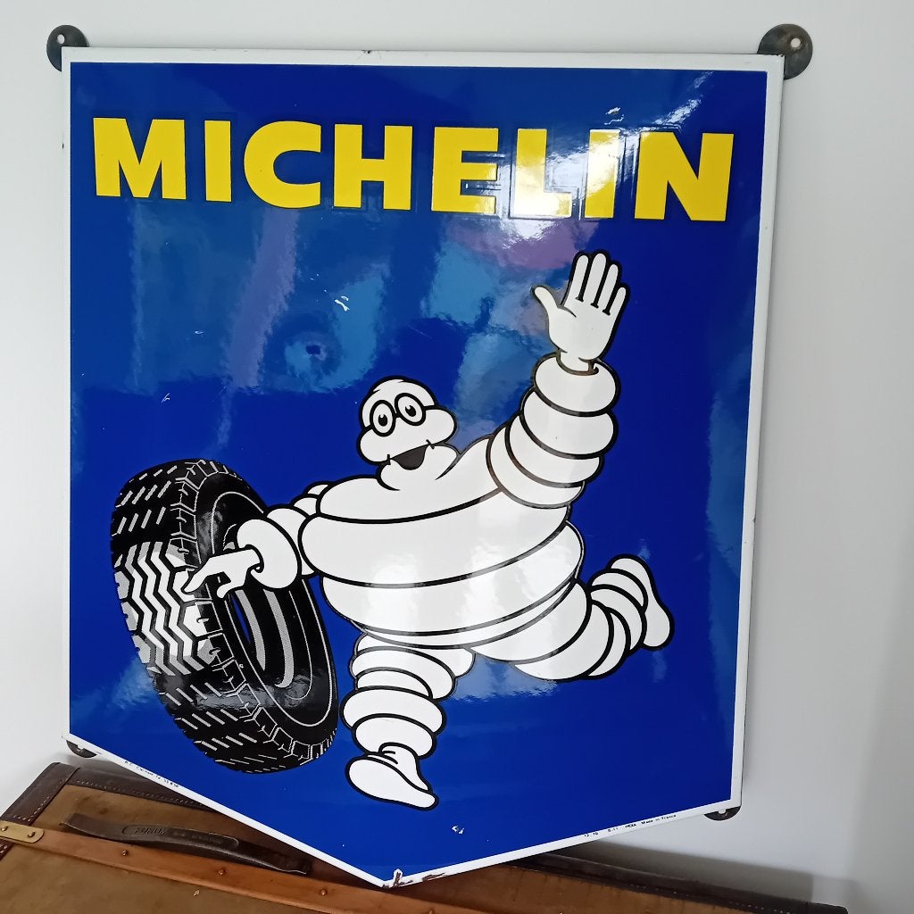 Grand panneau d'affichage en émail Michelin 1976, Enlèvement ou Envoi, Comme neuf, Panneau publicitaire
