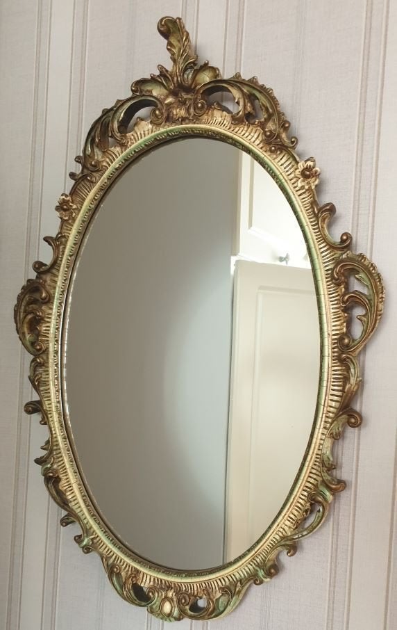 Kuifspiegel –  (Louis XV-Stijl), Ophalen, Ovaal, 50 tot 100 cm, Minder dan 100 cm