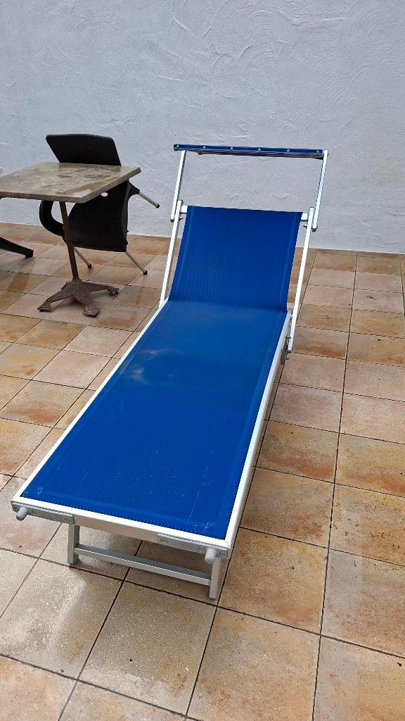 Lit de plage - Chaise longue, Jardin & Terrasse, Chaises longues, Comme neuf, Métal, Pliant, Enlèvement