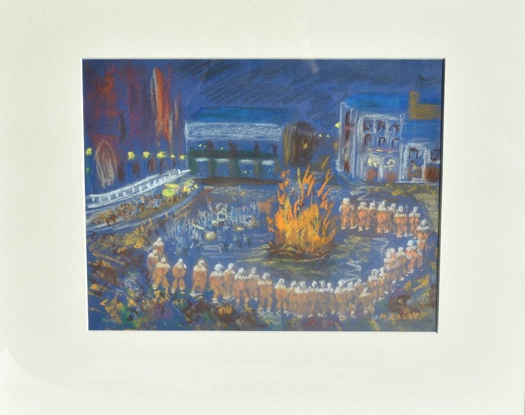 Michel Gaudy (1925) – Artiste belge - Pastel original signé, Antiquités & Art, Pastel, Enlèvement ou Envoi, Passe-partout, Papier/carton