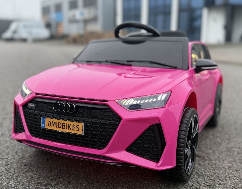 Audi RS6 12v roze + RC - Leder - Rubberband Bluetooth NIEUW, Ophalen of Verzenden, Nieuw