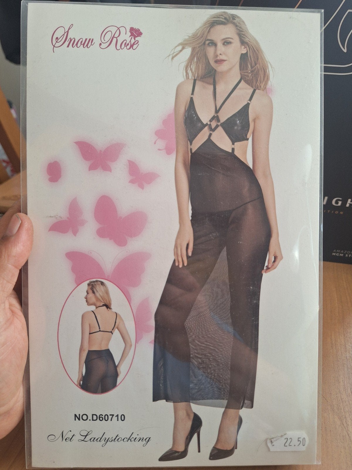 Snow Rose lange jurk+string, Kleding | Dames, Ondergoed en Lingerie, Ophalen of Verzenden, Zwart, String
