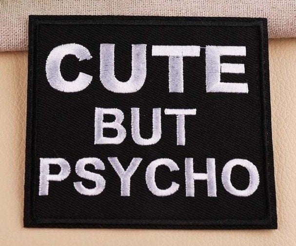 Patch biker - Cute but Psycho - 94 x 84 mm, Ophalen of Verzenden, Nieuw