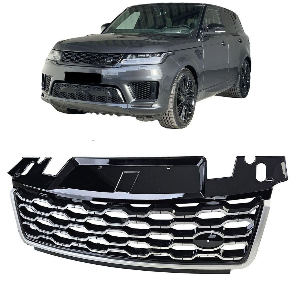 Grill Voor Range Rover Sport L494 Glans Zwart Zilveren Rand, Verzenden