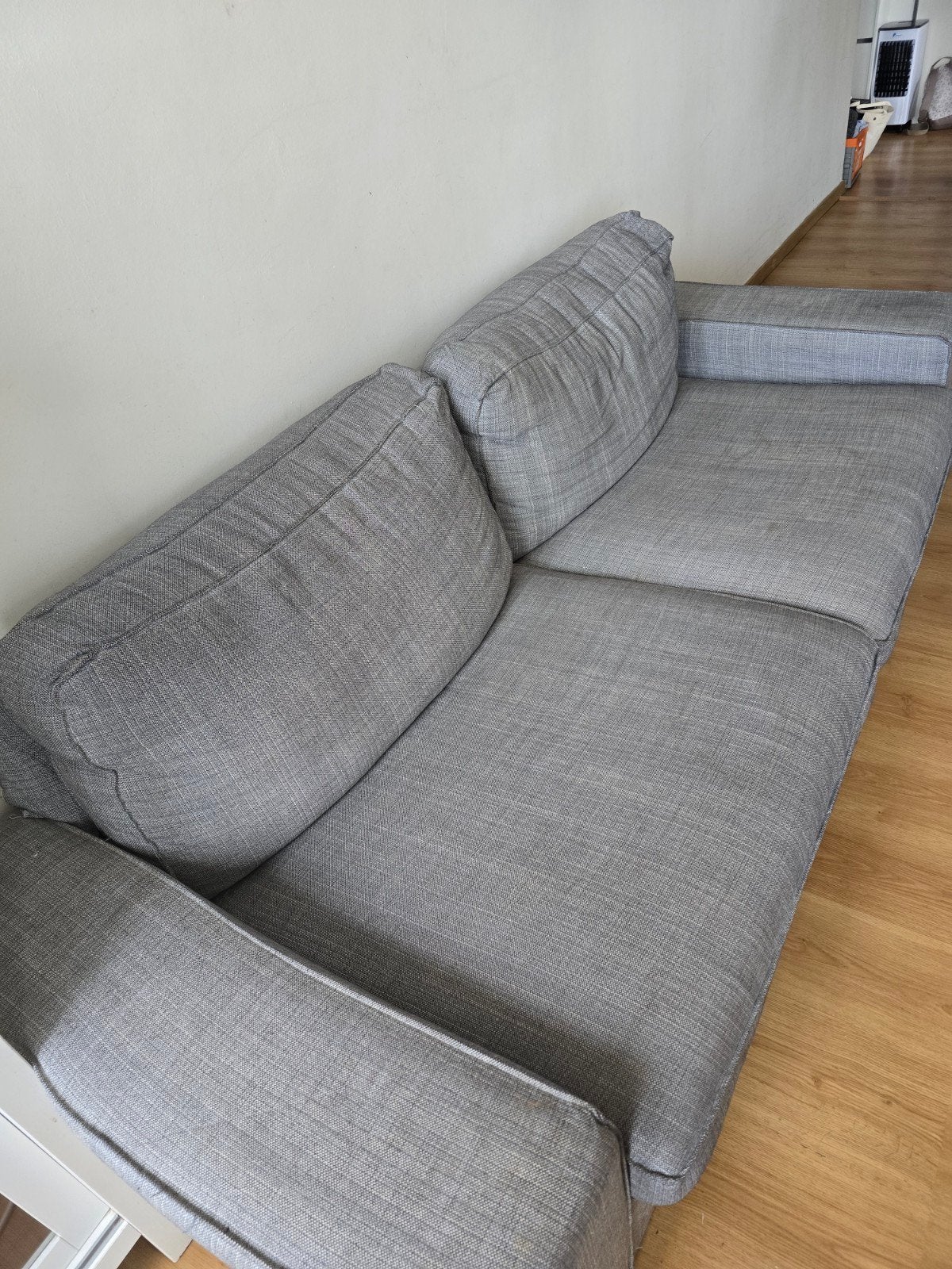 Gratis af te halen zetel met poef, Huis en Inrichting, Ophalen, Gebruikt, Driepersoons, Stof