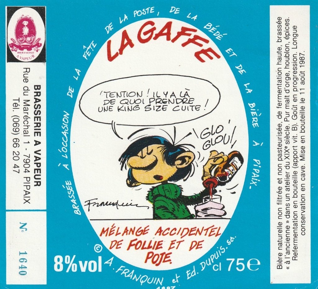 bieretiket België Vapeur: La Gaffe Franquin Dupuis, Collections, Envoi, Utilisé, Autres types, Autres marques