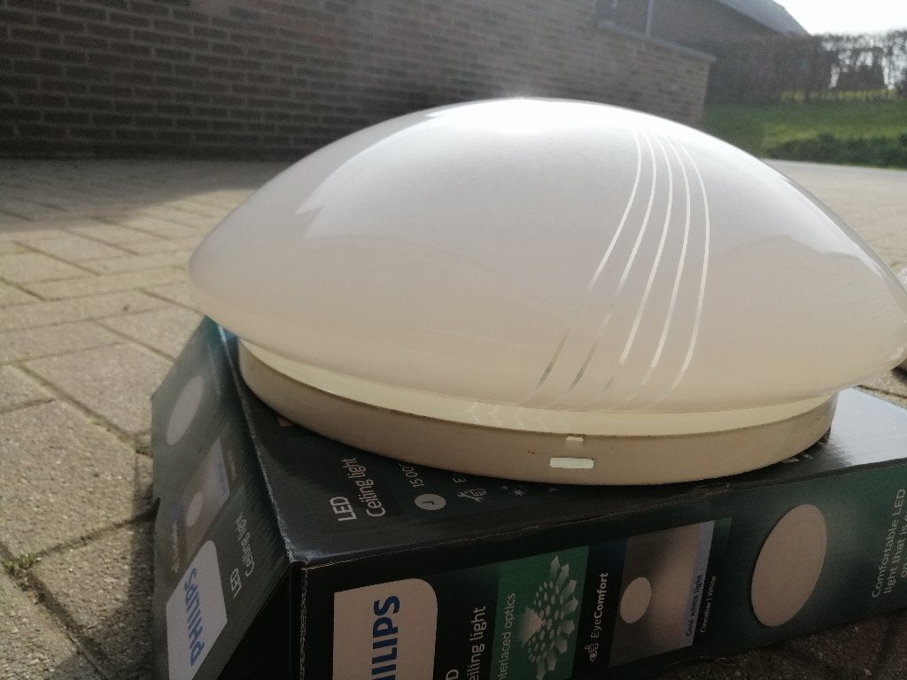 Ronde armatuur + kap plafondverlichting, Ophalen, Gebruikt, Modern, Wit