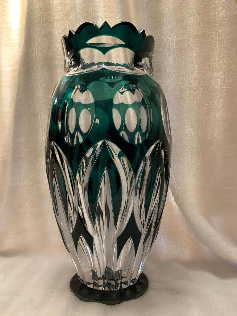 VAL SAINT LAMBERT KALEIDO KRISTAL GROENE VAAS  (5kg), Ophalen