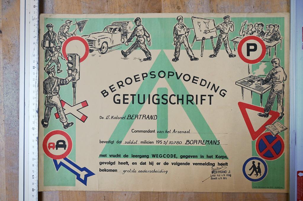 BBL - Getuischrift leergang wegcode 1955, Envoi, Armée de terre, Photo ou Poster