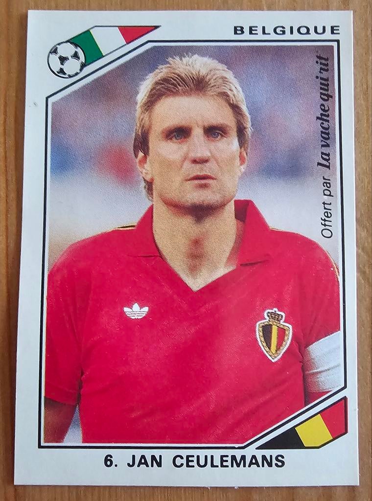 Panini Italia 90 La Vache Qui Rit #6 Jan Ceulemans België!, Ophalen of Verzenden, Zo goed als nieuw, Sticker