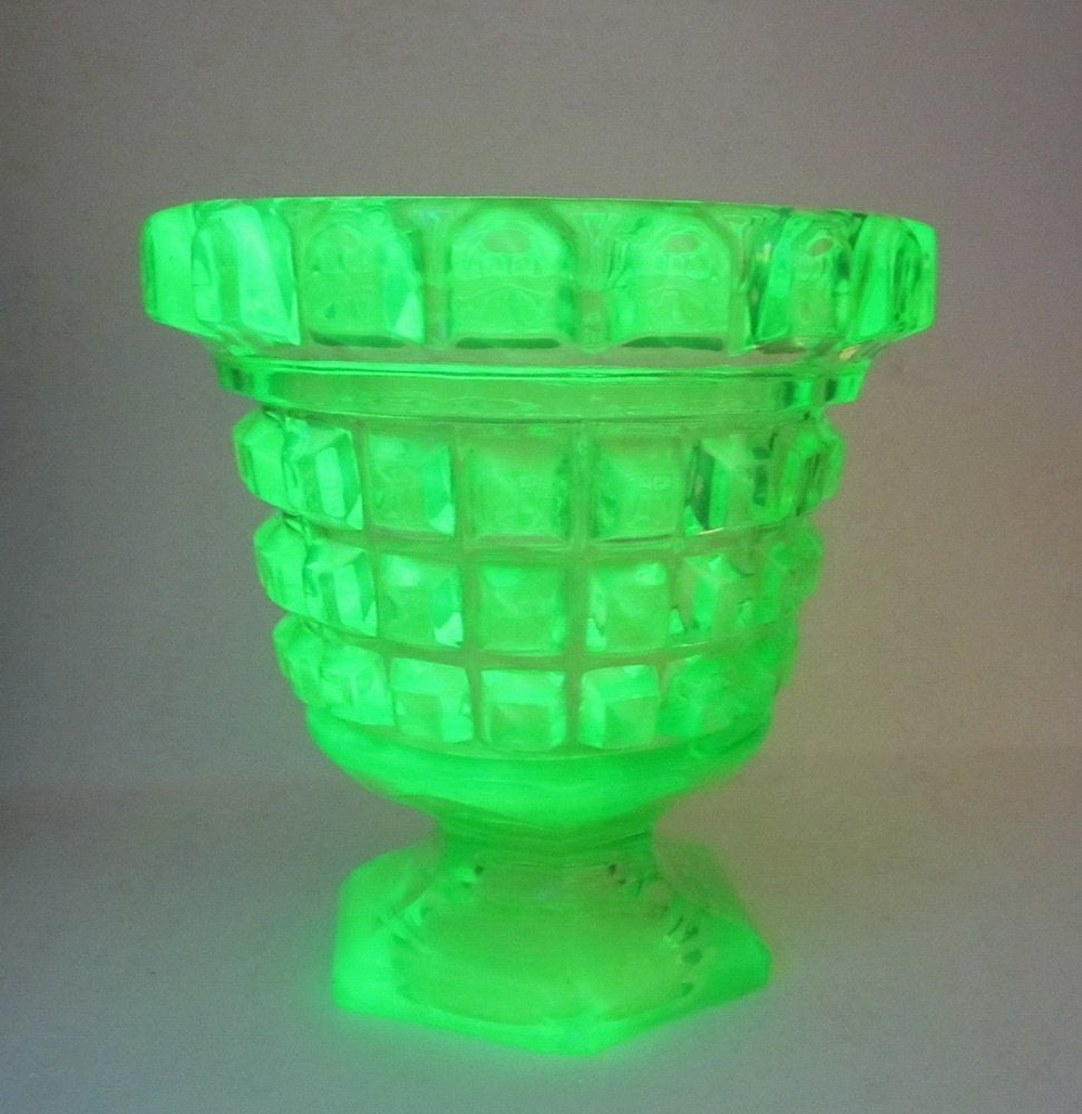 Vase en verre ouraline art déco ancien, Enlèvement ou Envoi