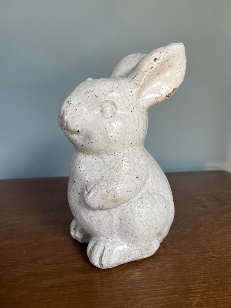 Vintage Crackle Glaze Ceramic Rabbit Figurine, Enlèvement ou Envoi, Utilisé, Animal