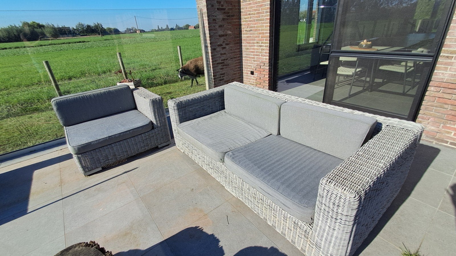 loungeset, 3pers (gratis), Tuin en Terras, Ophalen, Gebruikt, 3 zitplaatsen, Loungeset