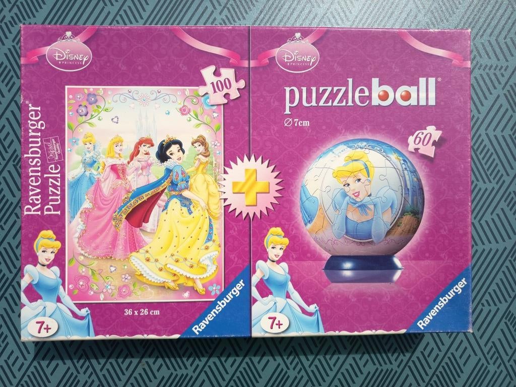 2 puzzels van Disney Princess, Ophalen of Verzenden, Meer dan 50 stukjes, Zo goed als nieuw, 6 jaar of ouder