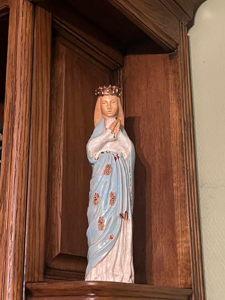 Antiek terracotta Mariabeeld, Antiek en Kunst, Ophalen of Verzenden