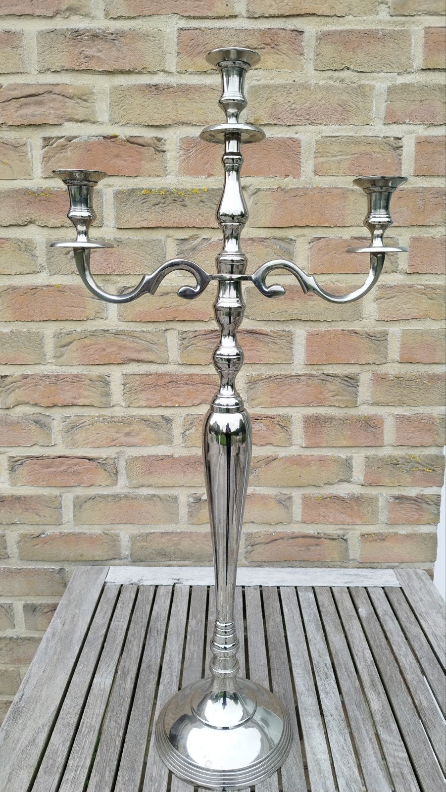 Chandelier bougeoir couleur argent H80cm candélabre, Antiquités & Art, Enlèvement