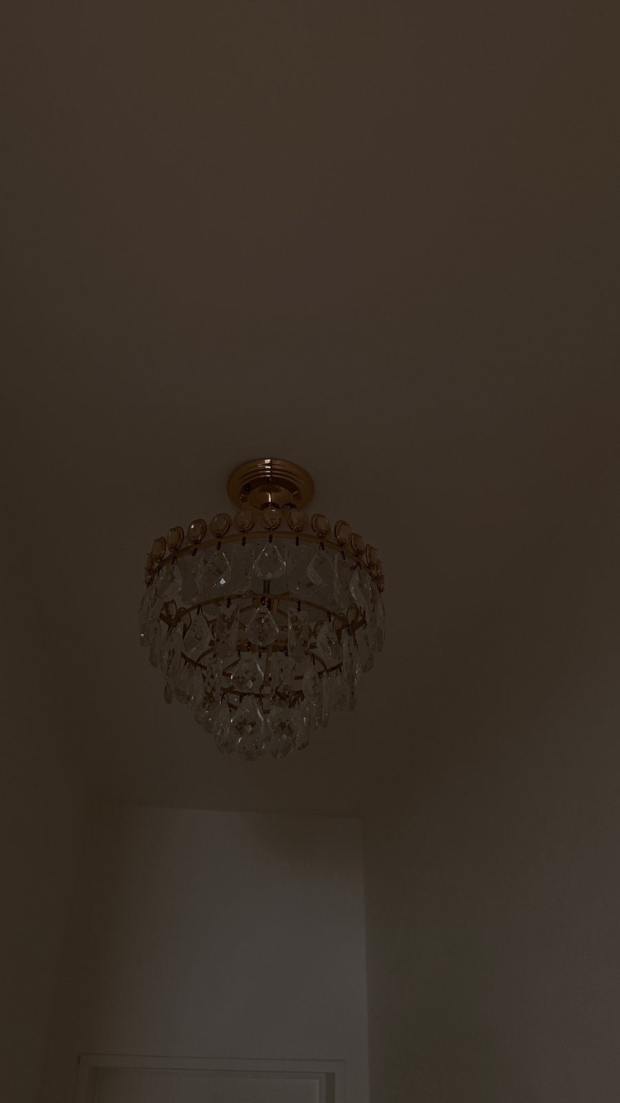 2 Kristallen LED-plafondlampen in goudkleur, Ophalen, Zo goed als nieuw, Glas