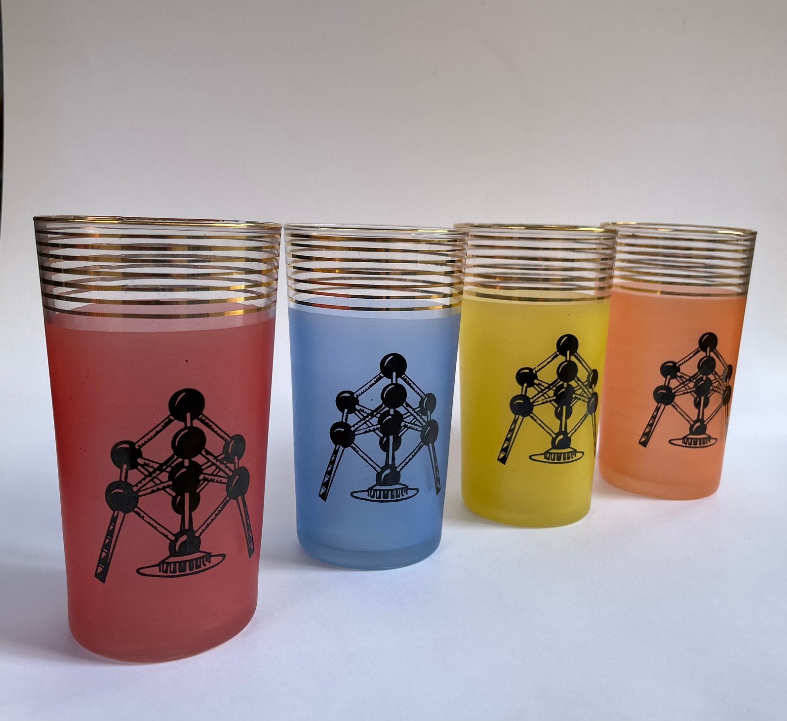Ensemble de 4 verres Atomium 1958, Enlèvement ou Envoi