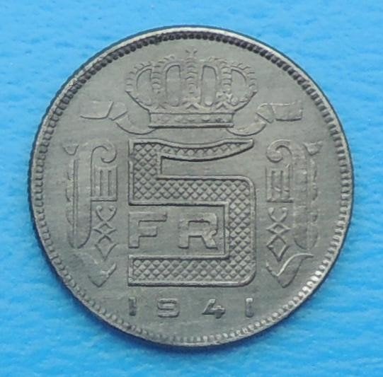 1941 5 frank NL occupation, Timbres & Monnaies, Monnaies | Belgique, Envoi, Métal, Monnaie en vrac