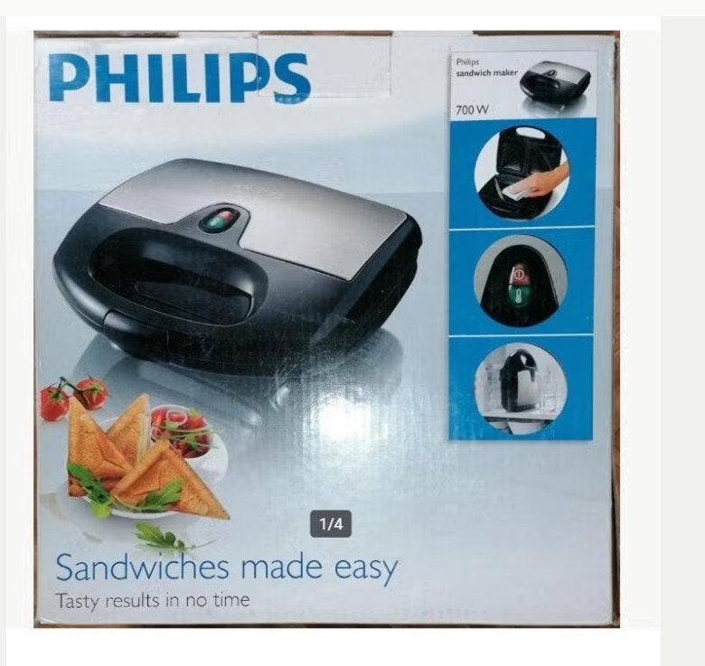 Philips sandwich maker toaster 700w neuf, Neuf, Moins de 400 grammes de pâte, Sans minuteur, Enlèvement