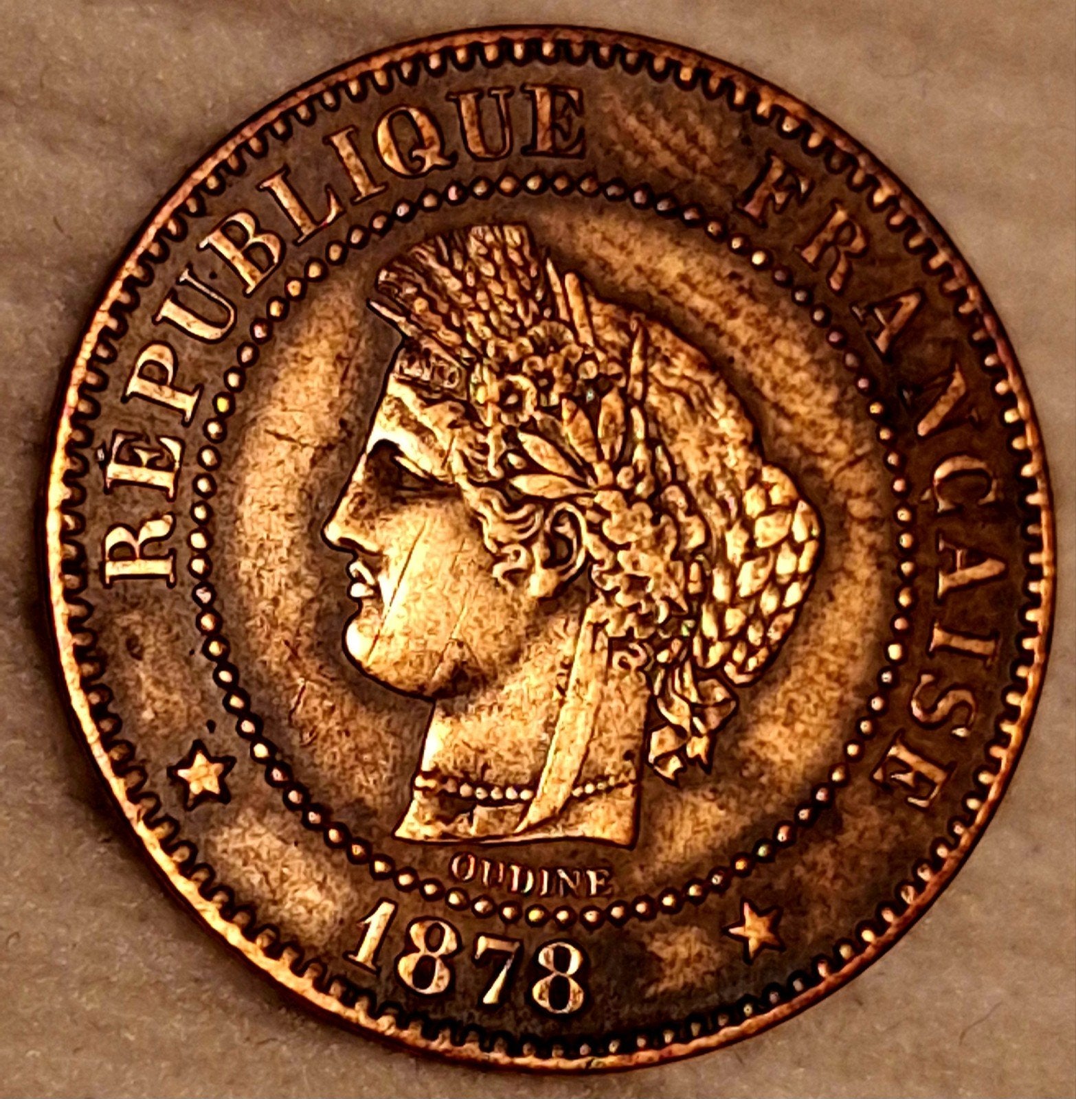 Zeldzamere Franse 2 Centimes munt 1878 A – Cérès (Lage oplag, Verzenden, Frankrijk