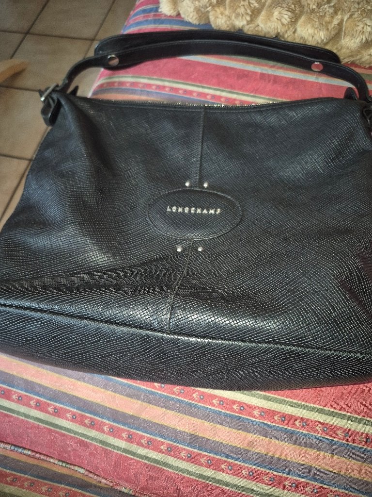 sac en cuir Longchamp comme neuf, Enlèvement, Comme neuf, Noir, Sac à bandoulière