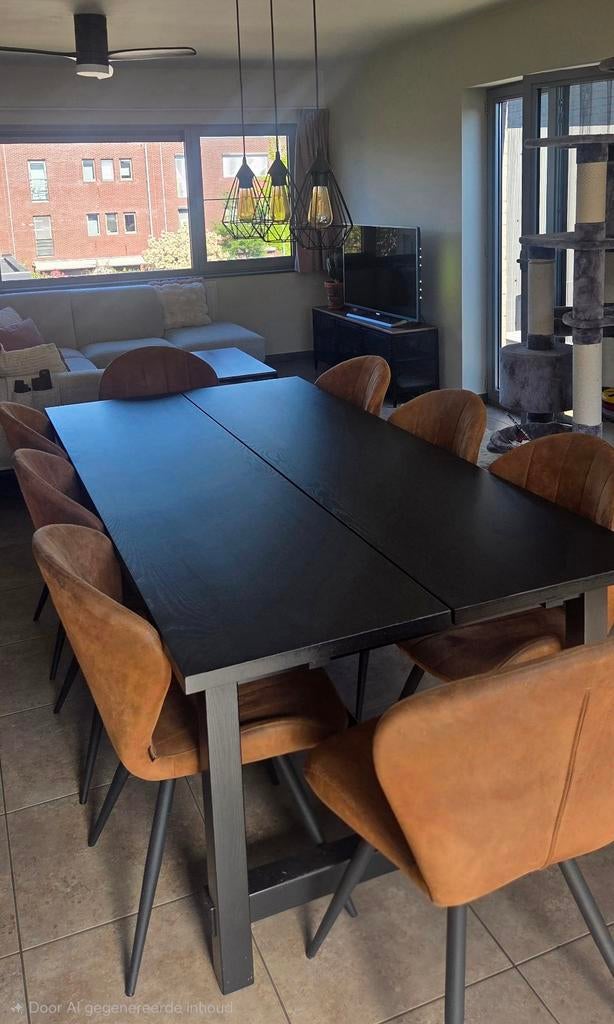 NORDVIKEN Uitschuifbare tafel zwart, Huis en Inrichting, Tafels | Eettafels, Ophalen, Gebruikt, 100 tot 150 cm, 200 cm of meer