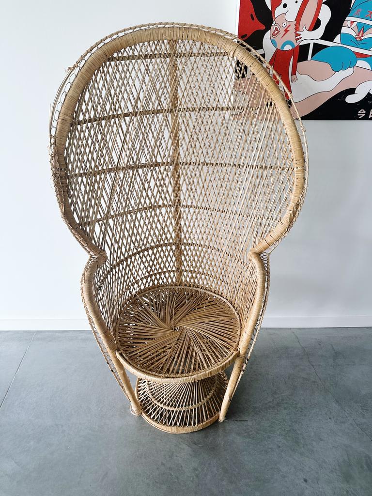 70s Vintage rattan peacock chair, Ophalen, Gebruikt