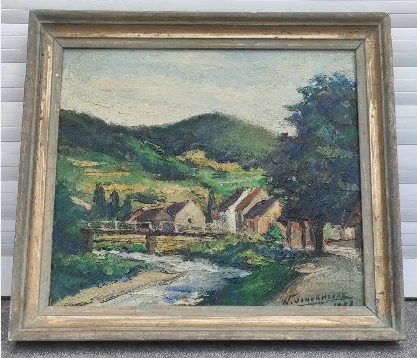 huile sur panneau riviere signe Walter Jonckheere, Ophalen of Verzenden, Paneel