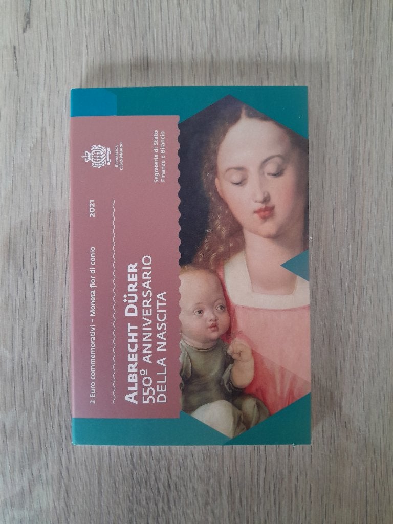 2 euro San Marino 2021 Albrecht Dürer in boekje, Ophalen of Verzenden, San Marino, 2 euro, Losse munt