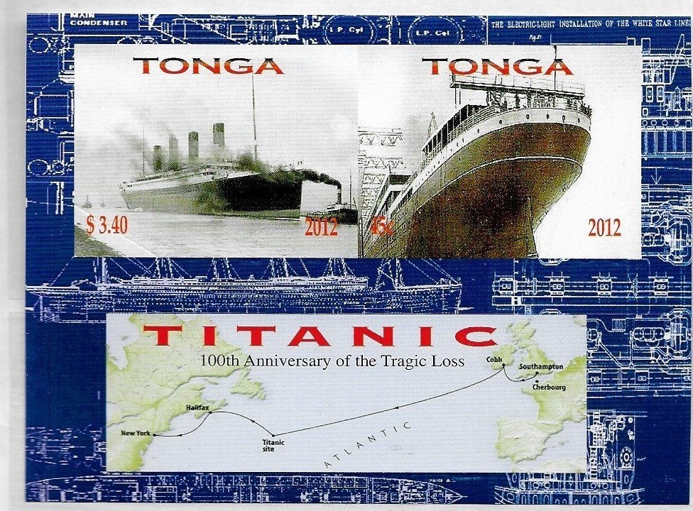 Timbres - Feuillet "Titanic" Tonga, Envoi, Non oblitéré