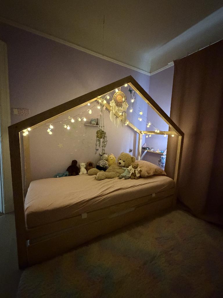 Zalig bedhuisje (bedhuisje PetitPuk), Huis en Inrichting, Slaapkamer | Bedden, Ophalen, 90 cm, Eenpersoons, Beige