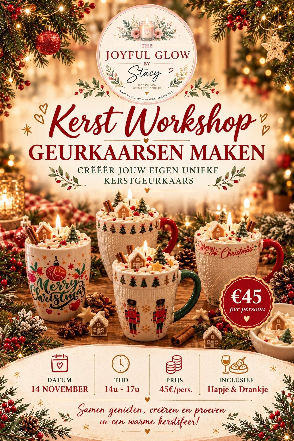 workshop geurkaarsen Kerst thema, Ophalen, Kaars