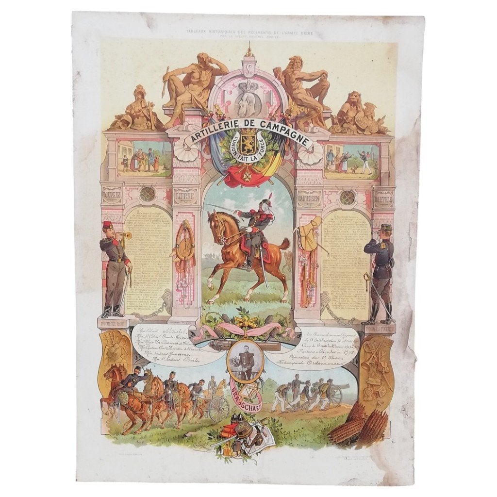 Herinneringsoorkonde 'Artillerie de Campagne', Verzamelen, Ophalen of Verzenden, Landmacht, Overige typen