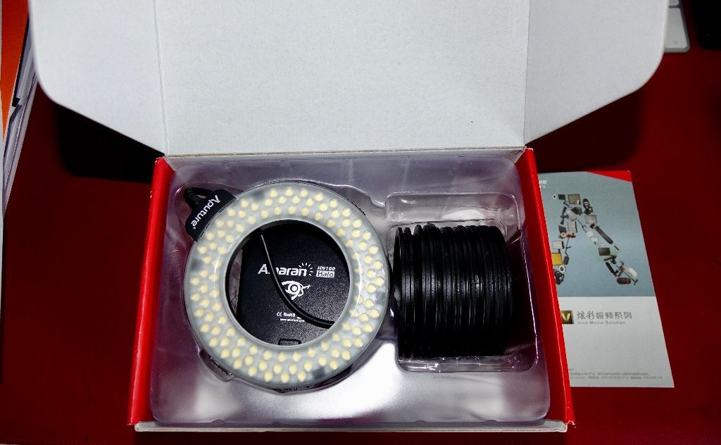 Ringflits Aputure Led ring Flits + vele adapterringen, TV, Hi-fi & Vidéo, Enlèvement ou Envoi, Comme neuf, Autres marques, Lampe ou Kit de flash