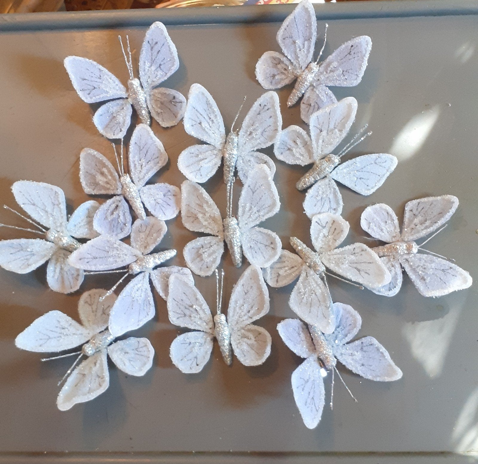 12 petits papillons de 9x9 cm pour deco sapin de Noël, Divers, Enlèvement ou Envoi