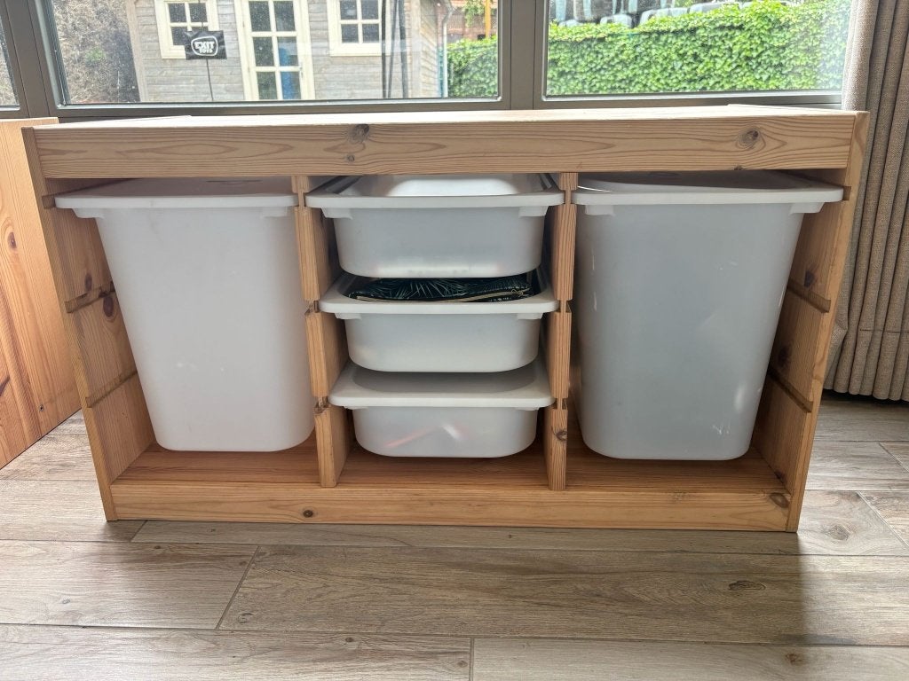 IKEA Trofast opbergcombinatie met witte bakken in grenen, Utilisé, 75 à 100 cm, Armoire, Moins de 50 cm
