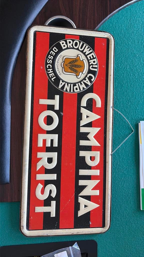 Campina Toerist in zeer nette staat, Verzamelen, Biermerken, Ophalen, Gebruikt, Reclamebord, Plaat of Schild, Overige merken