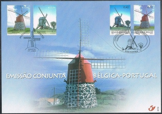 3091HK Uitgifte met Portugal Windmolens Lombeek, Ophalen of Verzenden, 1e dag stempel, Postfris