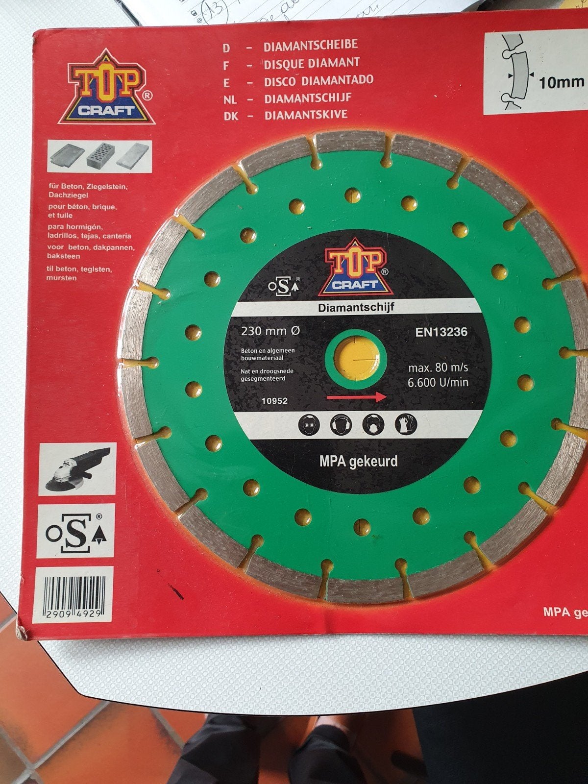 DIAMANTSCHIJF VAN TOPCRAFT VOOR BETON IN VERPAKKING VOOR 25, Doe-het-zelf en Bouw, Gereedschap | Slijpmachines, Ophalen